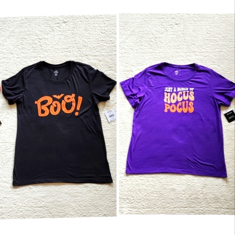 New women's Halloween t-shirt bundle, bunch of Hocus Pocus and BOO bat, S XL XXL